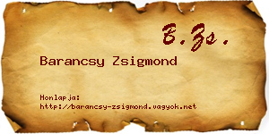 Barancsy Zsigmond névjegykártya